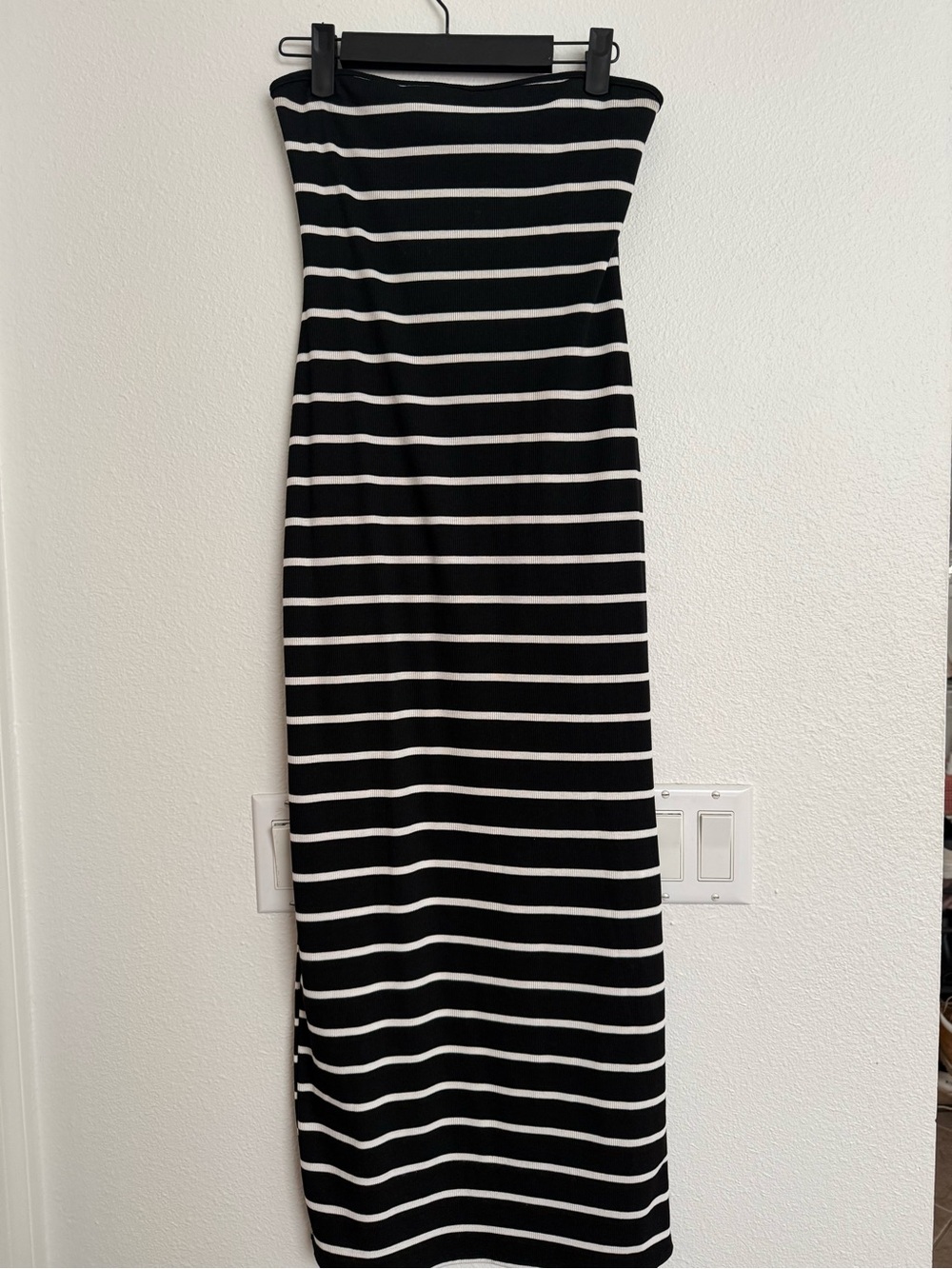 See You Monday Black and White Strapless Maxi Tube Dress